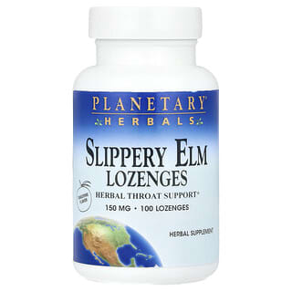 Planetary Herbals, Permen Pelega Tenggorokan Slippery Elm, Jeruk Keprok, 150 mg, 100 Permen Pelega Tenggorokan