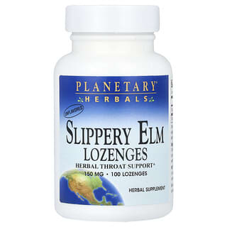 Planetary Herbals, Pastylki do ssania Slippery Elm, bezsmakowe, 150 mg, 100 pastylek