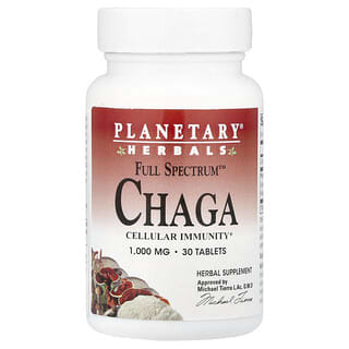 Planetary Herbals, Chaga Full Spectrum™, 1000 mg, 30 comprimidos