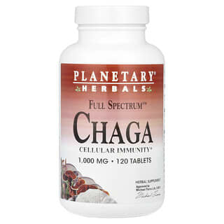 Planetary Herbals, Espectro Completo Chaga, 1.000 mg, 120 Comprimidos