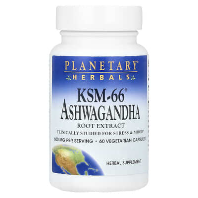 Planetary Herbals, KSM-66® Ashwagandha Root Extract, 60 Vegetarian Capsules (300 mg per capsule)