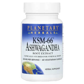 Planetary Herbals, KSM-66® Ashwagandha Root Extract, 600 mg, 60 Vegetarian Capsules (300 mg per Capsule)