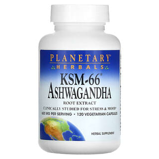 Planetary Herbals, KSM-66, ашваганда, 600 мг, 120 вегетаріанських капсул