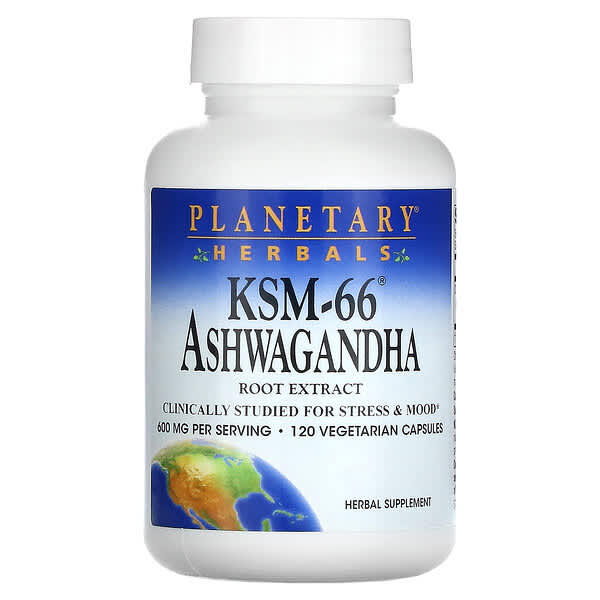 Planetary Herbals, KSM-66 南非醉茄，600 毫克，120 粒素食膠囊