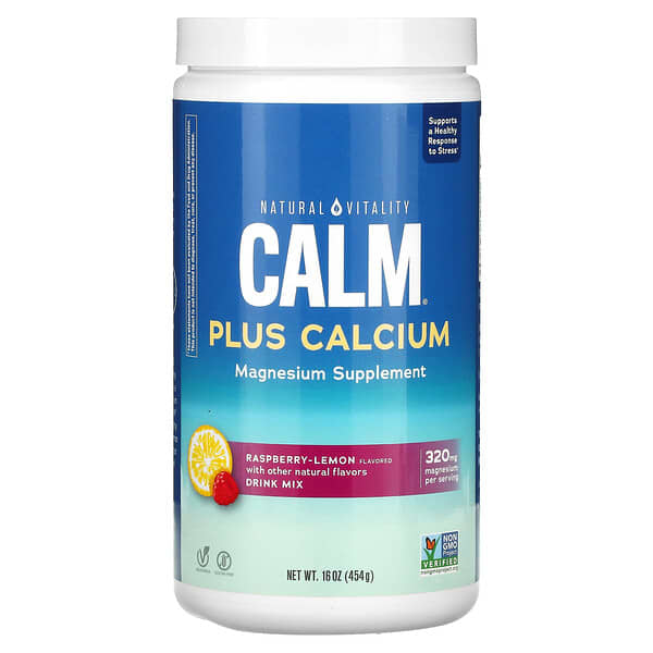 Natural Vitality‏, Natural Calm Plus Calcium, טעם פטל לימון, 454 גר' (16 oz)