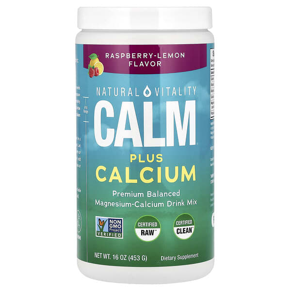 Natural Vitality, CALM 플러스 칼슘, 스트레스 방지 드링크 믹스, 라즈베리-레몬 맛, 454g(16oz)