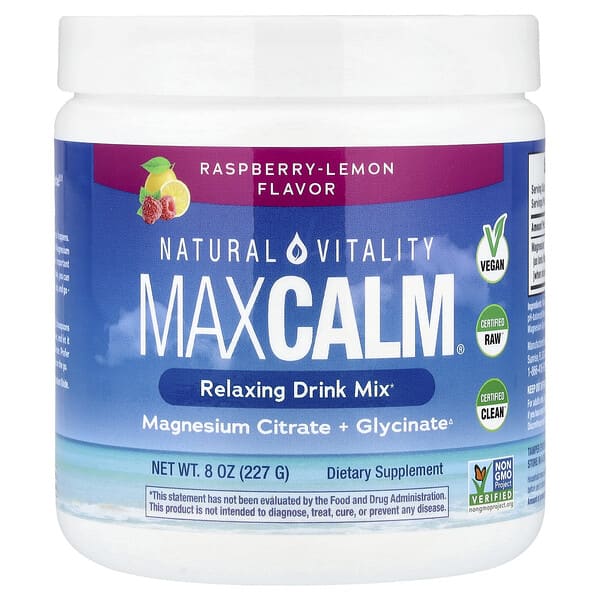 Natural Vitality, MaxCalm®, Relaxing Drink Mix, Raspberry-Lemon, 8 oz (227 g) — product photo 1