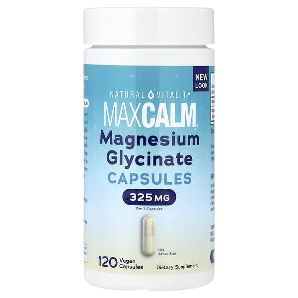 Natural Vitality, MAXCALM®, 마그네슘 글리신산, 베지 캡슐 120정(캡슐 1정당 108mg)
