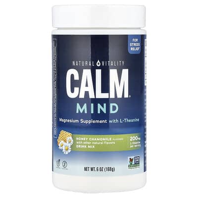 Natural Vitality, CALM® Mind, Magnesium Supplement with L-Theanine, Honey Chamomile Flavor, 6 oz (168 g)