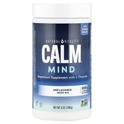 Natural Vitality, CALM®, Mind, Magnesium Supplement with L-Theanine Drink Mix, Unflavoured, 168 g (6 oz)