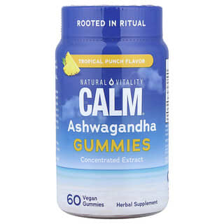 Natural Vitality, Calm® Желирани таблетки с ашваганда, тропически пунш, 60 веган таблетки