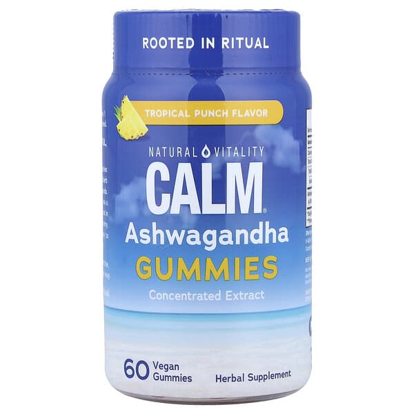 Natural Vitality, Calm®, 아슈와간다 구미젤리, 트로피컬 펀치, 비건 구미젤리 60개