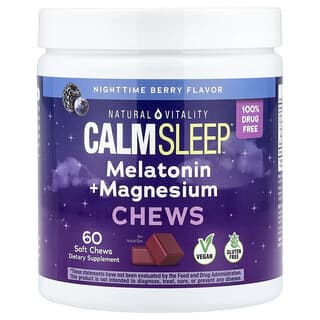 Natural Vitality, Calm Sleep™（カームスリープ）、メラトニン＋マグネシウムチュアブル、ナイトタイムベリー、ソフトチュアブル60粒