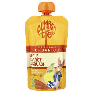 Pumpkin Tree Organics, Peter Rabbit Organics, Purée de fruits et légumes biologiques, Pomme, carotte et courge, 125 g
