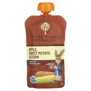 Pumpkin Tree Organics, Peter Rabbit Organics，有機果蔬泥，蘋果、地瓜和玉米，4.4 盎司（125 克）