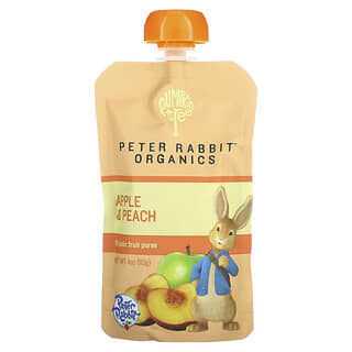 Pumpkin Tree Organics, Peter Rabbit Organics（ピーターラビットオーガニック）、オーガニックフルーツピューレ、リンゴ＆ピーチ、113g（4オンス）