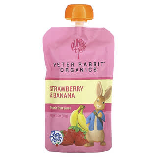 Pumpkin Tree Organics, Peter Rabbit Organics, органічне фруктове пюре, полуниця й банан, 113 г (4 унції)
