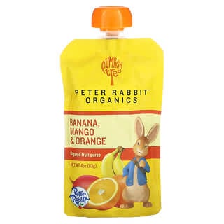 Pumpkin Tree Organics, Peter Rabbit Organics, Purée de fruits biologiques, Banane, mangue et orange, 113 g