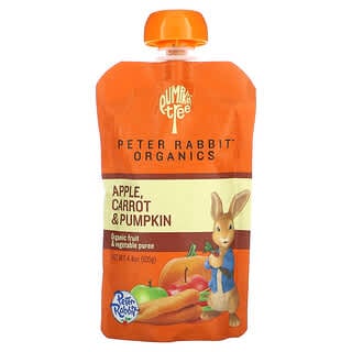 Pumpkin Tree Organics, Peter Rabbit Organics, purea di frutta e verdura biologica, mela, carota e zucca, 125 g