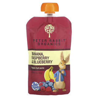 Pumpkin Tree Organics, Peter Rabbit Organics，有機水果泥，香蕉、樹莓、藍莓，4 盎司（113 克）