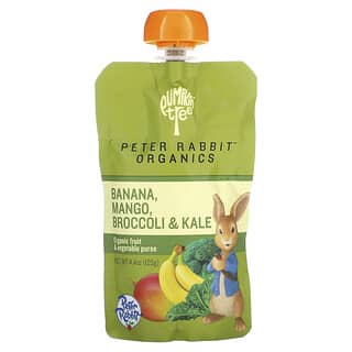 Pumpkin Tree Organics, Peter Rabbit Organics, Purée de fruits et légumes biologiques, Banane, mangue, brocoli et chou frisé, 125 g