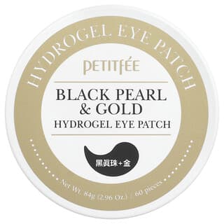 Petitfee, Parches de hidrogel con perla negra y oro para el contorno de los ojos, 60 parches