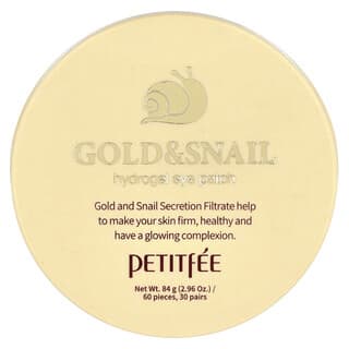 Petitfee, Parche de hidrogel de oro y caracol para el contorno de los ojos, 60 parches