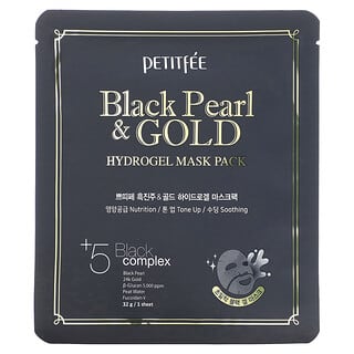 Petitfee, ブラックパール＆ゴールドハイドロゲルマスクパック、5枚、各32 g