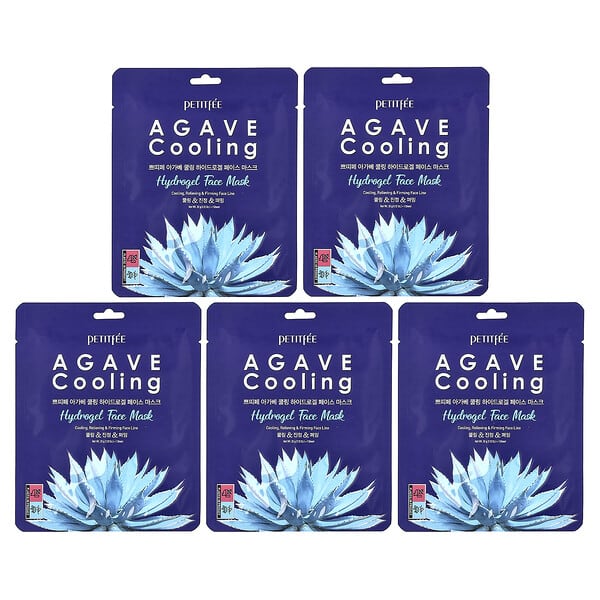 Petitfee, Agave Cooling Hydrogel Beauty Face Mask, 5 Sheets, 1.12 oz (32 g) Each
