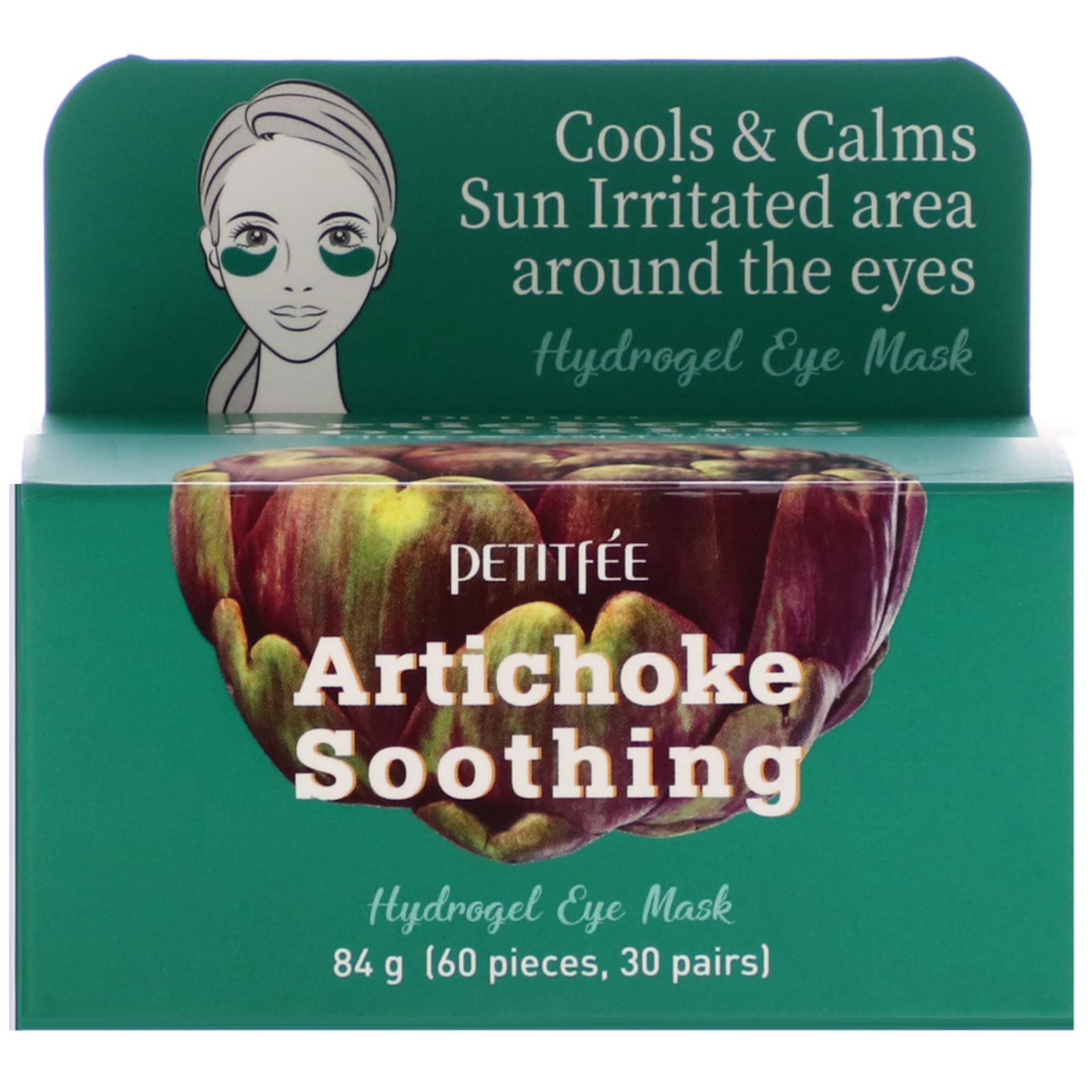 Petitfee, Artichoke Soothing, Hydrogel Eye Mask, 60 Patches, 84 g