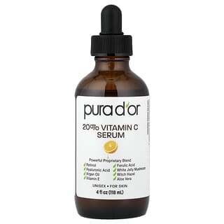 Pura D'or, 20% Vitamin C Serum, 4 fl oz (118 ml)
