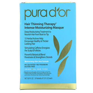 Pura D'or, Hair Thinning Therapy, Máscara de Hidratação Intensa, 8 Sachês, 1,2 fl oz Cada