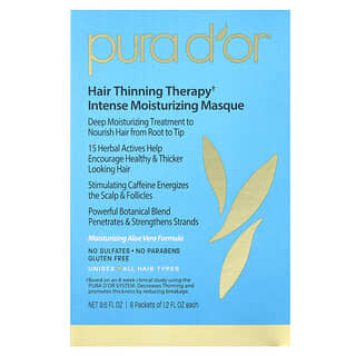 Pura D'or, Hair Thinning Therapy, Intense Moisturizing Masque, 8 bustine, 35 ml ciascuna