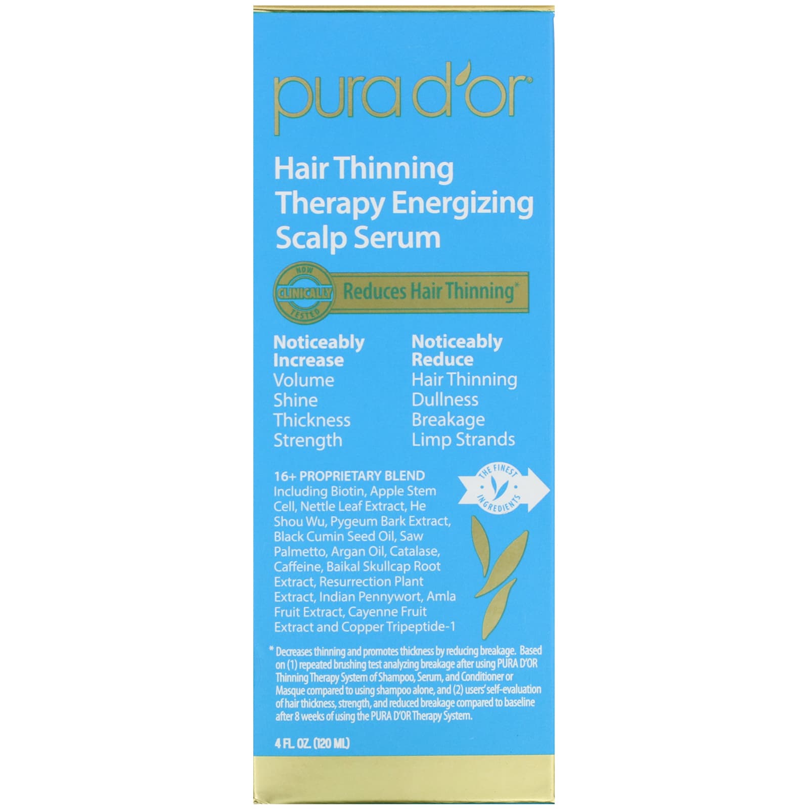 Pura D'or, Hair Thinning Therapy Energizing Scalp Serum, 4 fl oz (120 ml)