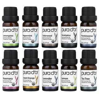 Pura D'or, Perfect 10, Premium Quality Organic Essential Oil Set , 10 Count, 0.33 fl oz (10 ml) Each
