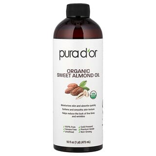 Pura D'or, Organic Sweet Almond Oil, 16 fl oz (473 ml)