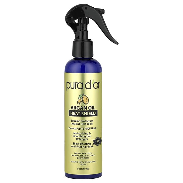 Pura D'or, 아르간오일 열 보호제 스프레이, 모든 모발용, 237ml(8fl oz)