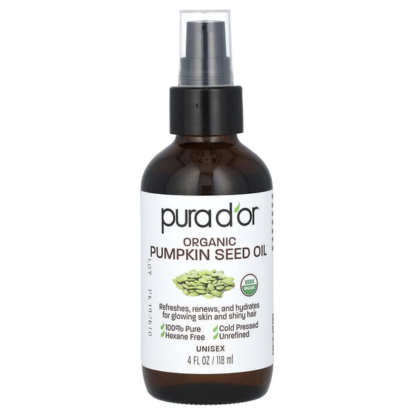 Pura D'or, Organic Pumpkin Seed Oil, 4 fl oz (118 ml)