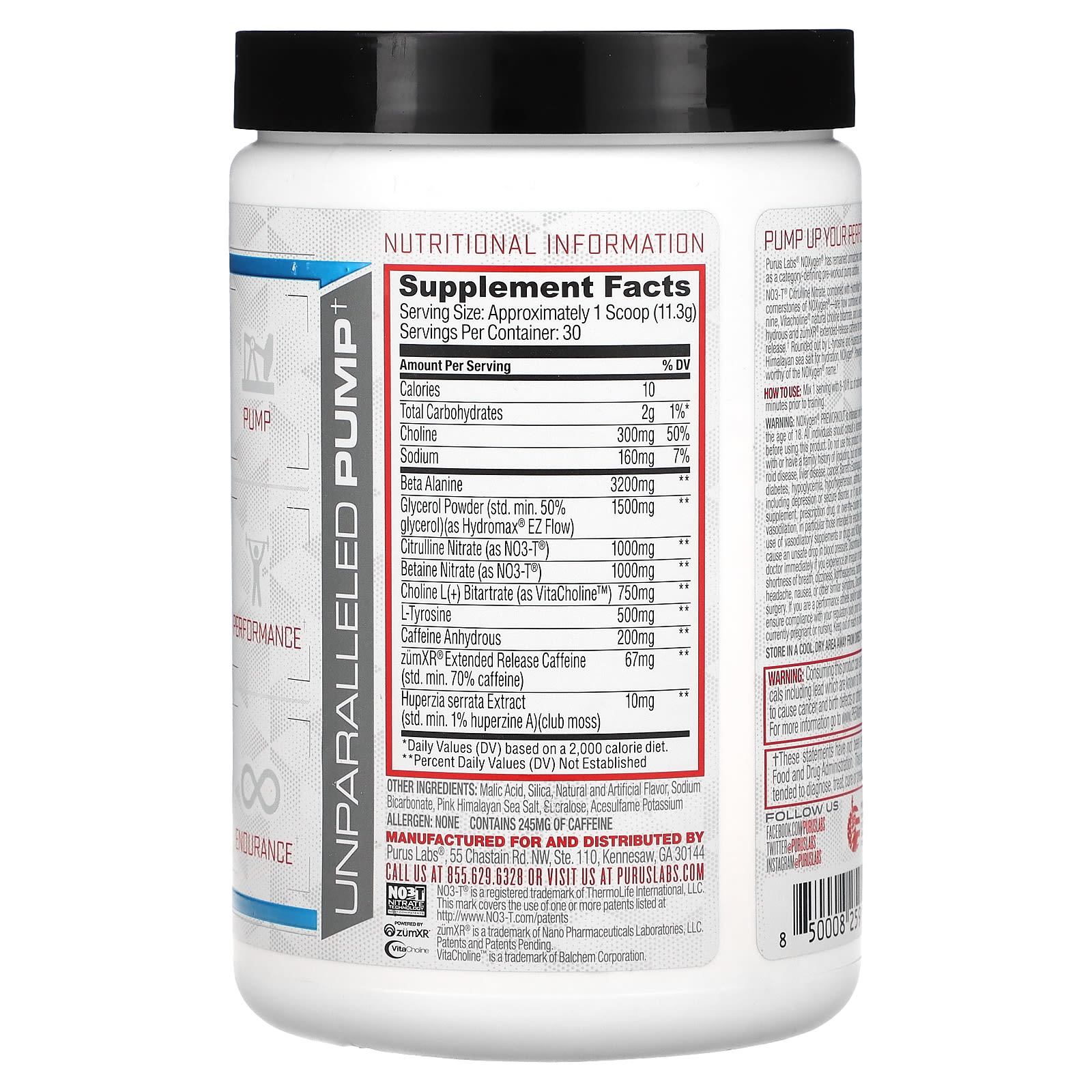 Purus Labs, Noxygen Pre Workout, Blue Raspberry, 12 oz (339 g)