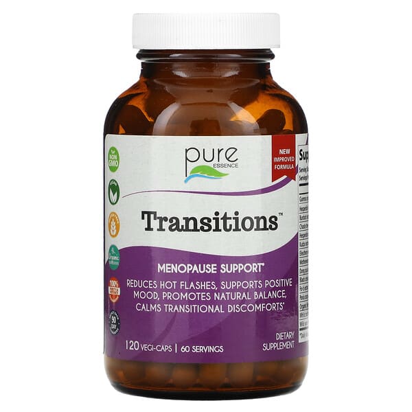 Pure Essence Transitions, Menopause Support, 120 Vegi-Caps