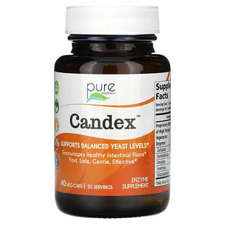 Pure Essence, Candex, Suplemento enzimático, 40 cápsulas vegetales