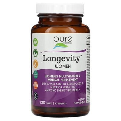 Pure Essence, Longevity Women's Multivitamin, 120 Tablets