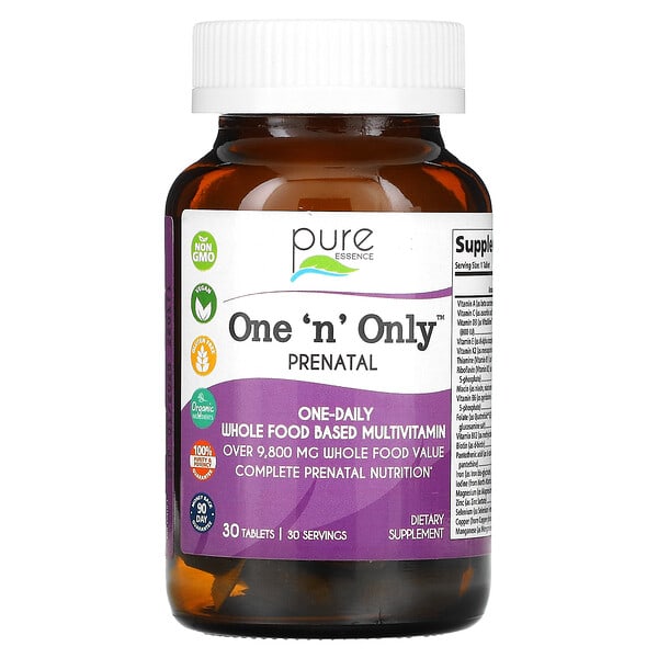 Pure Essence, One 'n' Only PreNatal, Multivitamine für schwangere Frauen, 30 Tabletten