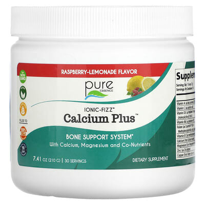 Pure Essence, lonic-Fizz™, Calcium Plus, Raspberry-Lemonade, 7.41 oz (210 g)