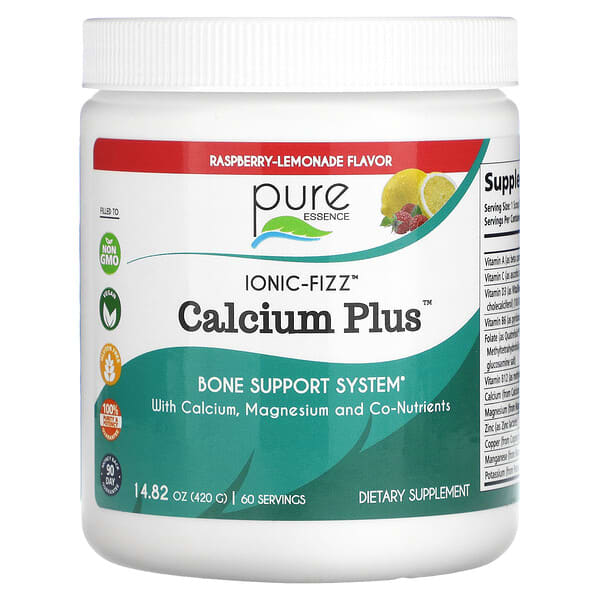 Pure Essence, Ionic-Fizz, Calcium Plus, Himbeerlimonade, 420 g (14,82 oz.)