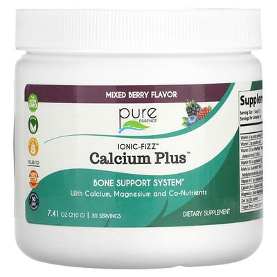 Pure Essence, Ionic-Fizz, Calcium Plus, Mixed Berries, 7.41 oz (210 g)