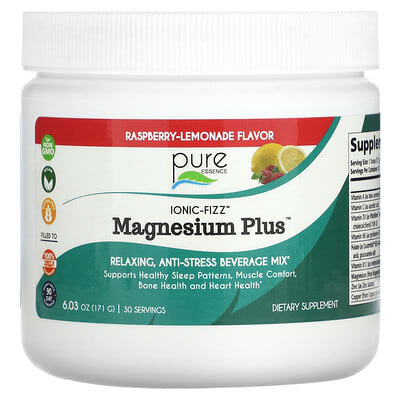 Pure Essence, lonic-Fizz™, Magnesium Plus™, Raspberry Lemonade, 6.03 oz (171 g)