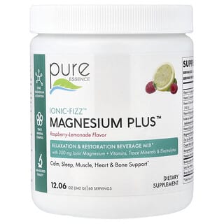 Pure Essence, lonic-Fizz™, Magnesium Plus™, Limonada de frambuesa, 342 g (12,06 oz)