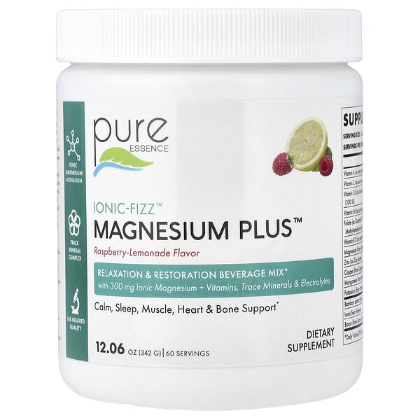 Pure Essence, lonic-Fizz™，Magnesium Plus™，樹莓檸檬水味，12.06 盎司（342 克）