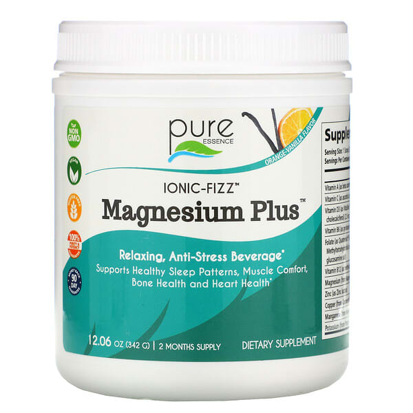 Pure Essence, Ionic-Fizz Magnesium Plus, апельсиново-ванільний, 12,06 унції (342 г)